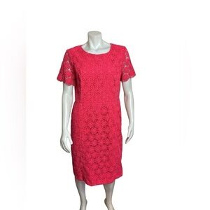 NWT - Talbots Lace dress. Size 14.  Pinky Coral.
